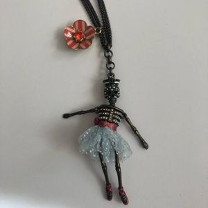 Betsey Johnson sailor skeleton ballerina necklace